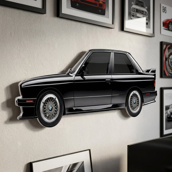 Venodeco 1986 BMW E30 M3 metal wall art centered and fully visible in a square image