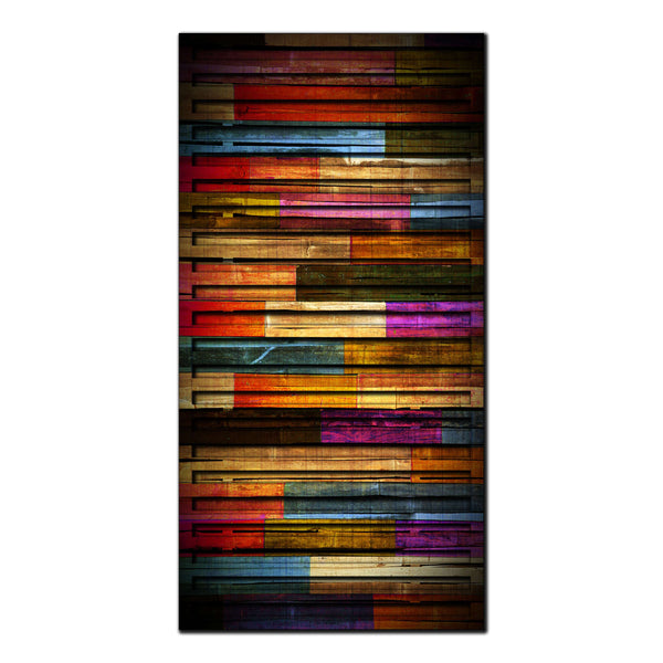 Woodnetic 3D carved wood wall art by Venodeco, showing a colorful textured relief panel
