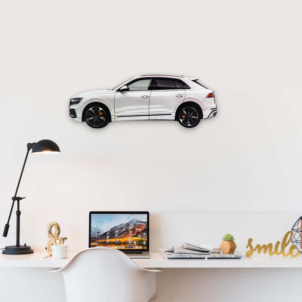 2018 Audi Q8 (2) Metal Car Wall Art, Color 2D Diecast Car Decor, Silhouette Metal Wall Art, Gift For Car Lovers, Detailed Color Metal Car