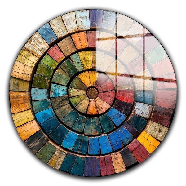 Venodeco Chromia round tempered glass wall art centered and fully visible in a square image