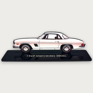 1969 Mercedes 280SL (2) Metal Car Wall Art, Color 2D Diecast Car Decor, Silhouette Metal Wall Art, Gift For Car Lovers, Detailed Color Metal Car