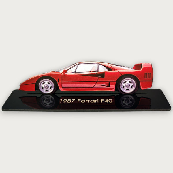 1987 Ferrari F40 (1) Metal Car Wall Art, Color 2D Diecast Car Decor, Silhouette Metal Wall Art, Gift For Car Lovers, Detailed Color Metal Car