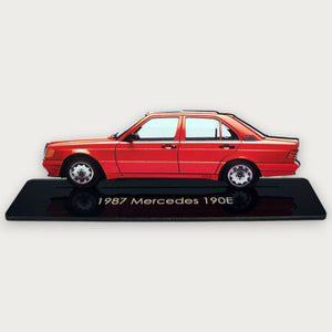 1987 Mercedes 190E (2) Metal Car Wall Art, Color 2D Diecast Car Decor, Silhouette Metal Wall Art, Gift For Car Lovers, Detailed Color Metal Car