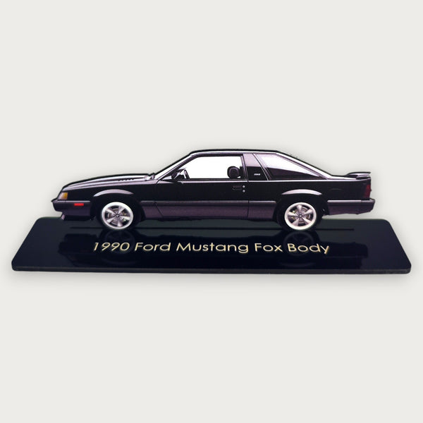 1990 Ford Mustang Fox Body (1) Metal Car Wall Art, Color 2D Diecast Car Decor, Silhouette Metal Wall Art, Gift For Car Lovers, Detailed Color Metal Car