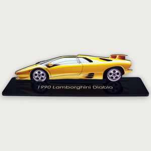 1990 Lamborghini Diablo (2) Metal Car Wall Art, Color 2D Diecast Car Decor, Silhouette Metal Wall Art, Gift For Car Lovers, Detailed Color Metal Car