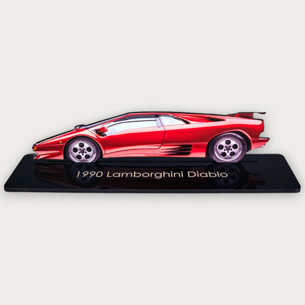 1990 Lamborghini Diablo (1) Metal Car Wall Art, Color 2D Diecast Car Decor, Silhouette Metal Wall Art, Gift For Car Lovers, Detailed Color Metal Car