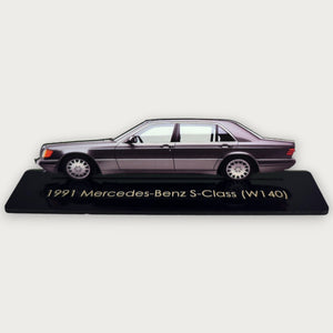 1991 Mercedes-Benz S-Class (W140) (1) Metal Car Wall Art, Color 2D Diecast Car Decor, Silhouette Metal Wall Art, Gift For Car Lovers, Detailed Color Metal Car