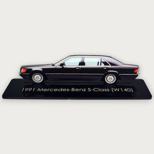 1991 Mercedes-Benz S-Class (W140) (2) Metal Car Wall Art, Color 2D Diecast Car Decor, Silhouette Metal Wall Art, Gift For Car Lovers, Detailed Color Metal Car