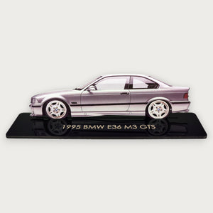 1995 BMW E36 M3 GTS (2) Metal Car Wall Art, Color 2D Diecast Car Decor, Silhouette Metal Wall Art, Gift For Car Lovers, Detailed Color Metal Car