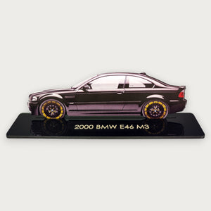 2000 BMW E46 M3 (1) Metal Car Wall Art, Color 2D Diecast Car Decor, Silhouette Metal Wall Art, Gift For Car Lovers, Detailed Color Metal Car