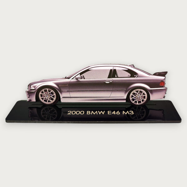 2000 BMW E46 M3 (2) Metal Car Wall Art, Color 2D Diecast Car Decor, Silhouette Metal Wall Art, Gift For Car Lovers, Detailed Color Metal Car