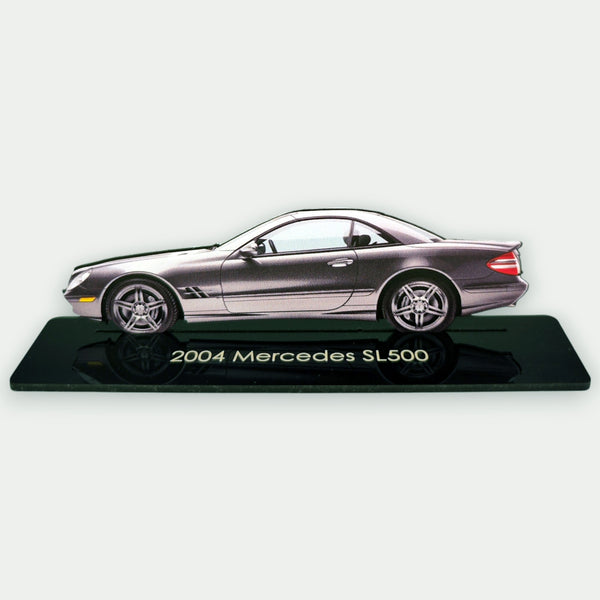 2004 Mercedes SL500 (2) Metal Car Wall Art, Color 2D Diecast Car Decor, Silhouette Metal Wall Art, Gift For Car Lovers, Detailed Color Metal Car