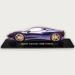 2009 Ferrari 458 Italia (1) Metal Car Wall Art, Color 2D Diecast Car Decor, Silhouette Metal Wall Art, Gift For Car Lovers, Detailed Color Metal Car