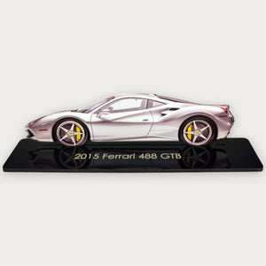 2015 Ferrari 488 GTB (1) Metal Car Wall Art, Color 2D Diecast Car Decor, Silhouette Metal Wall Art, Gift For Car Lovers, Detailed Color Metal Car