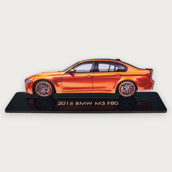 2016 BMW M3 F80 (2) Metal Car Wall Art, Color 2D Diecast Car Decor, Silhouette Metal Wall Art, Gift For Car Lovers, Detailed Color Metal Car