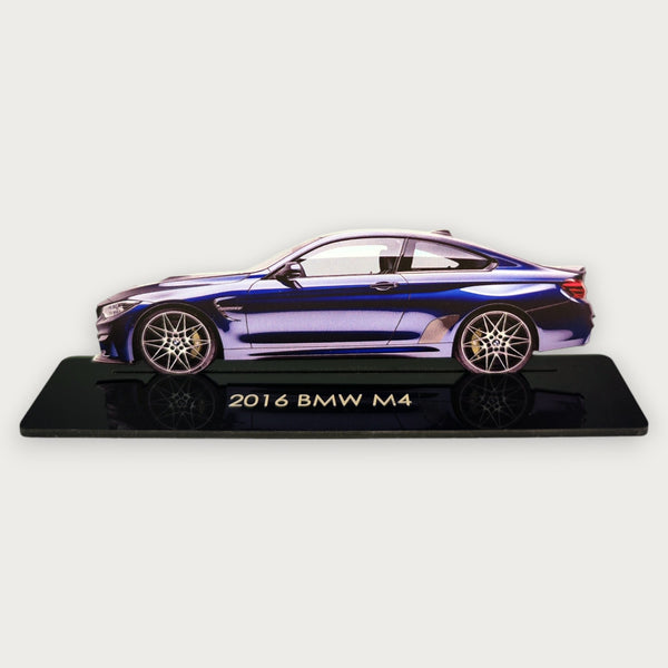 2016 BMW M4 (1) Metal Car Wall Art, Color 2D Diecast Car Decor, Silhouette Metal Wall Art, Gift For Car Lovers, Detailed Color Metal Car