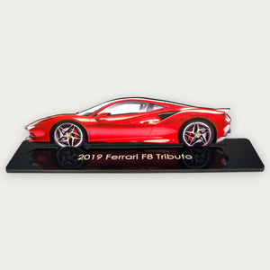 2019 Ferrari F8 Tributo (1) Metal Car Wall Art, Color 2D Diecast Car Decor, Silhouette Metal Wall Art, Gift For Car Lovers, Detailed Color Metal Car