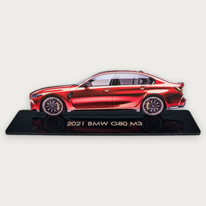 2021 BMW G80 M3 (2) Metal Car Wall Art, Color 2D Diecast Car Decor, Silhouette Metal Wall Art, Gift For Car Lovers, Detailed Color Metal Car