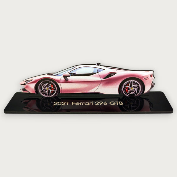 2021 Ferrari 296 GTB (2) Metal Car Wall Art, Color 2D Diecast Car Decor, Silhouette Metal Wall Art, Gift For Car Lovers, Detailed Color Metal Car