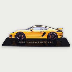 2023 Porsche 718 GT4 RS (2) Metal Car Wall Art, Color 2D Diecast Car Decor, Silhouette Metal Wall Art, Gift For Car Lovers, Detailed Color Metal Car