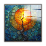 Rebirth Square Tempered Glass Wall Art - Abstract Design - Large Glass Decor for Living Room & Office