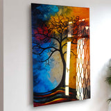 Tree Of Life Velith Vertical Glass Wall Art - Tempered Glass Rectangular Wall Decor