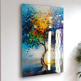 Tree Of Life Mistral Vertical Glass Wall Art - Tempered Glass Rectangular Wall Decor