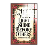 Christian Glass Wall Art - [Let your light shine before others. (Matthew 5 16)] Bible Scripture Decor