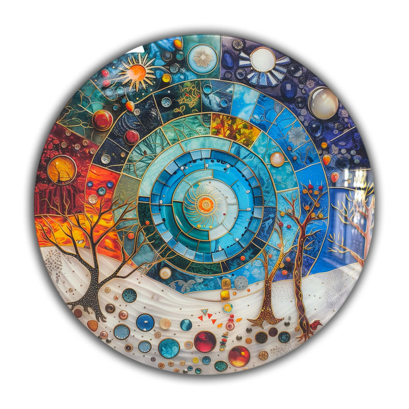 Lumina Tree Of Life, Tempered Glass Round Wall Art - Tempered Glass Circle Wall Decor