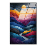 Mountain Dawn Vertical Glass Wall Art - Tempered Glass Rectangular Wall Decor