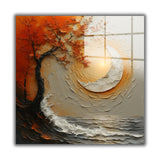 Ember Square Tempered Glass Wall Art - Abstract Design - Large Glass Decor for Living Room & Office