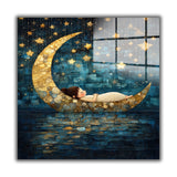 Dreamer Square Tempered Glass Wall Art - Abstract Design - Large Glass Decor for Living Room & Office