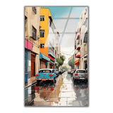 Venetian Alley Vertical Glass Wall Art - Tempered Glass Rectangular Wall Decor