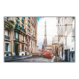 Paris Streets Panoramic Tempered Glass Wall Art - Horizontal Rectangular Wall Decor