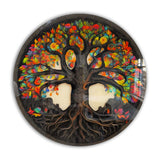Evergreen Tree Of Life, Tempered Glass Round Wall Art - Tempered Glass Circle Wall Decor