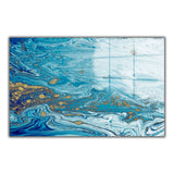 Aqua Serenity Panoramic Tempered Glass Wall Art - Horizontal Rectangular Wall Decor