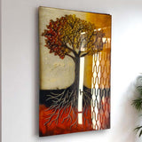 Tree Of Life Orind Vertical Glass Wall Art - Tempered Glass Rectangular Wall Decor