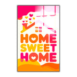 Motto Home Sweet Home Vertical Glass Wall Art - Tempered Glass Rectangular Wall Decor