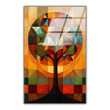 Prism Tree Vertical Glass Wall Art - Tempered Glass Rectangular Wall Decor