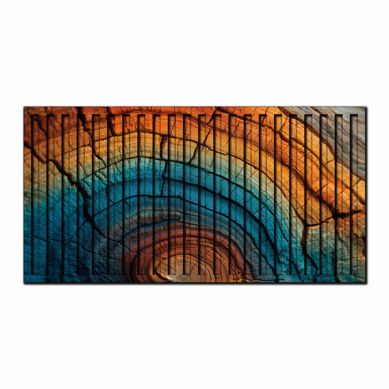 Chromatic Rings – 3D Carved Wood Wall Art - Textured Horizontal Wall Decor