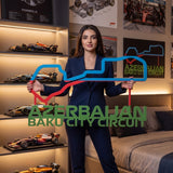 Baku City Circuit Formula One Metal Race Map – Azerbaijan Flag Wall Art