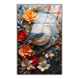 Jungle Symphony Vertical Glass Wall Art - Tempered Glass Rectangular Wall Decor