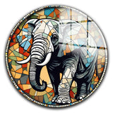 Tusker Round Glass Wall Art - Tempered Glass Circle Wall Decor