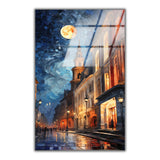 Urban Spark Vertical Glass Wall Art - Tempered Glass Rectangular Wall Decor