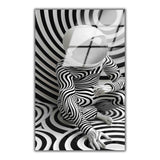 Monochrome Swirl Vertical Glass Wall Art - Tempered Glass Rectangular Wall Decor