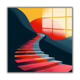 Ascend Square Tempered Glass Wall Art - Abstract Design - Large Glass Decor for Living Room & Office