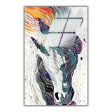 Spectral Steed Vertical Glass Wall Art - Tempered Glass Rectangular Wall Decor