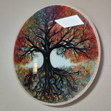 Tree Of Life, Tempered Glass Wall Art,Abstract Wall Painting, Home Decor, Housewarming Gift, Wall Hangings, Round Wall Art, Wall Decor, Stained Glass Art ( Majestic)