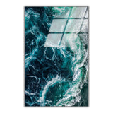 Deep Currents Vertical Glass Wall Art - Tempered Glass Rectangular Wall Decor
