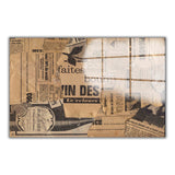 Newspapers Panoramic Tempered Glass Wall Art - Horizontal Rectangular Wall Decor